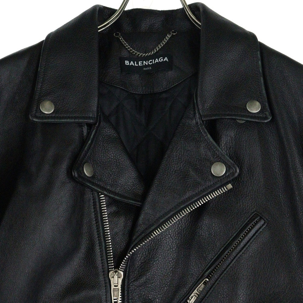 BALENCIAGA(バレンシアガ) 17AW オーバーサイズ レザー ダブル ライダース ジャケット ブラック 485716 TWH15