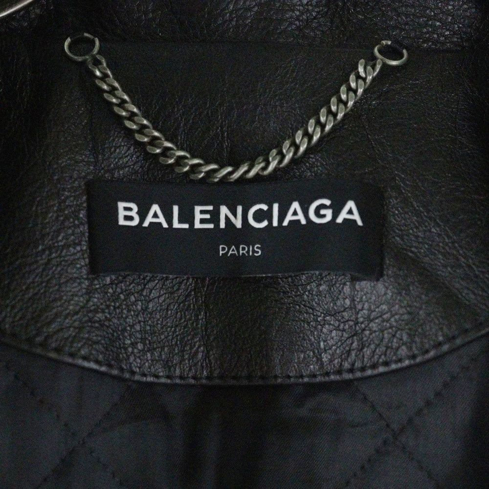 BALENCIAGA(バレンシアガ) 17AW オーバーサイズ レザー ダブル ライダース ジャケット ブラック 485716 TWH15