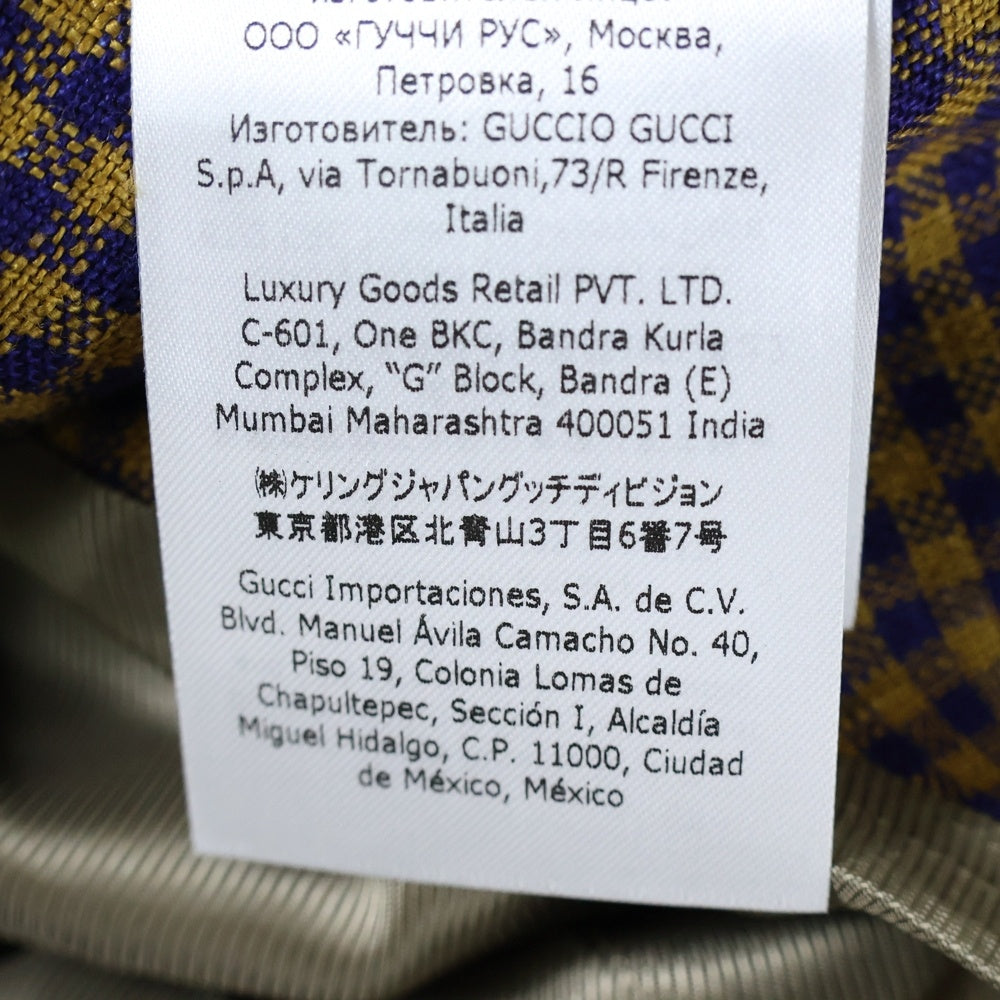 GUCCI(グッチ) 21AW グレンチェック ノッチドラペル 3B シングルテーラードジャケット ブラウン/ネイビー 659844 ZAG0U