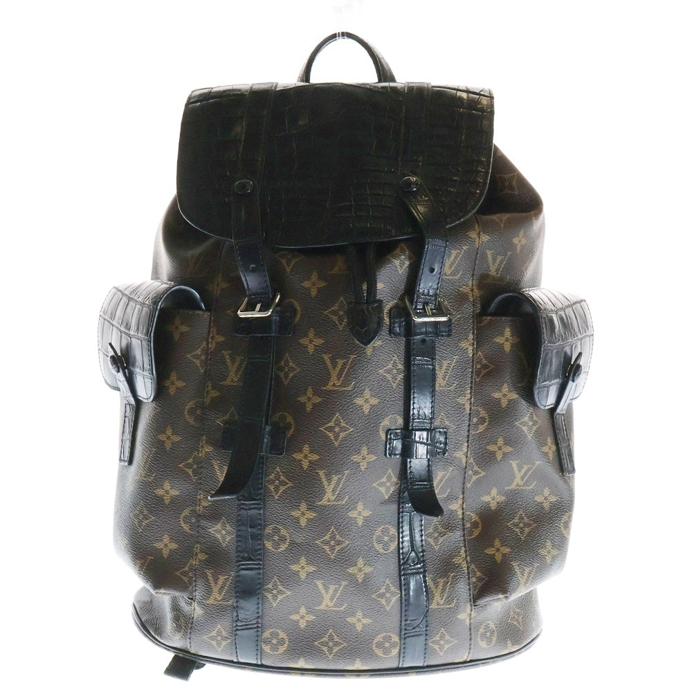 LOUIS VUITTON(ルイヴィトン) クリストファー MM クロコダイル モノグラム デイ バックパック リュックサック ブラック/ブラウン N93491 TR2118