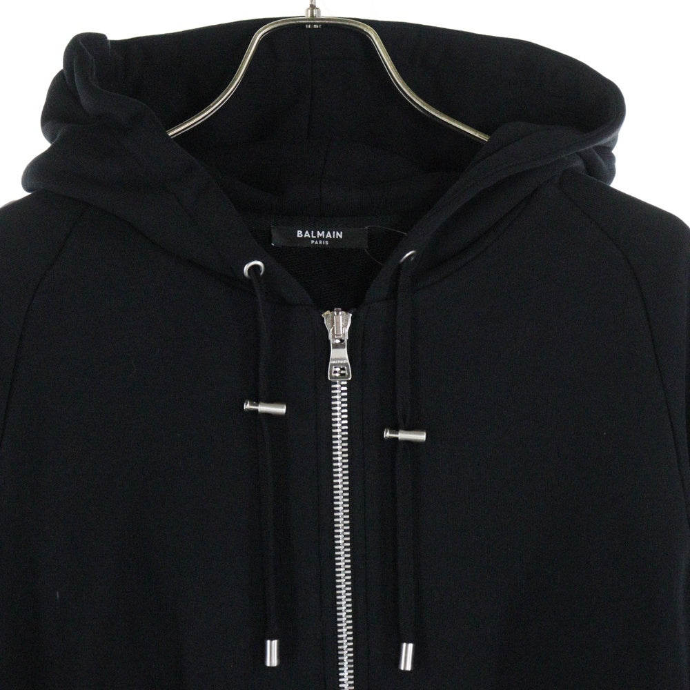 BALMAIN(バルマン) Logo Emboss Zip Parka ショルダーロゴエンボス スウェット ジップパーカー ブラック 3122I339