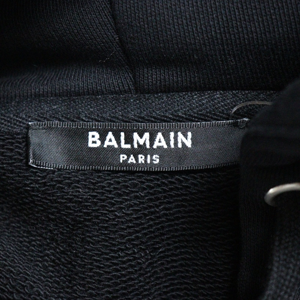 BALMAIN(バルマン) Logo Emboss Zip Parka ショルダーロゴエンボス スウェット ジップパーカー ブラック 3122I339