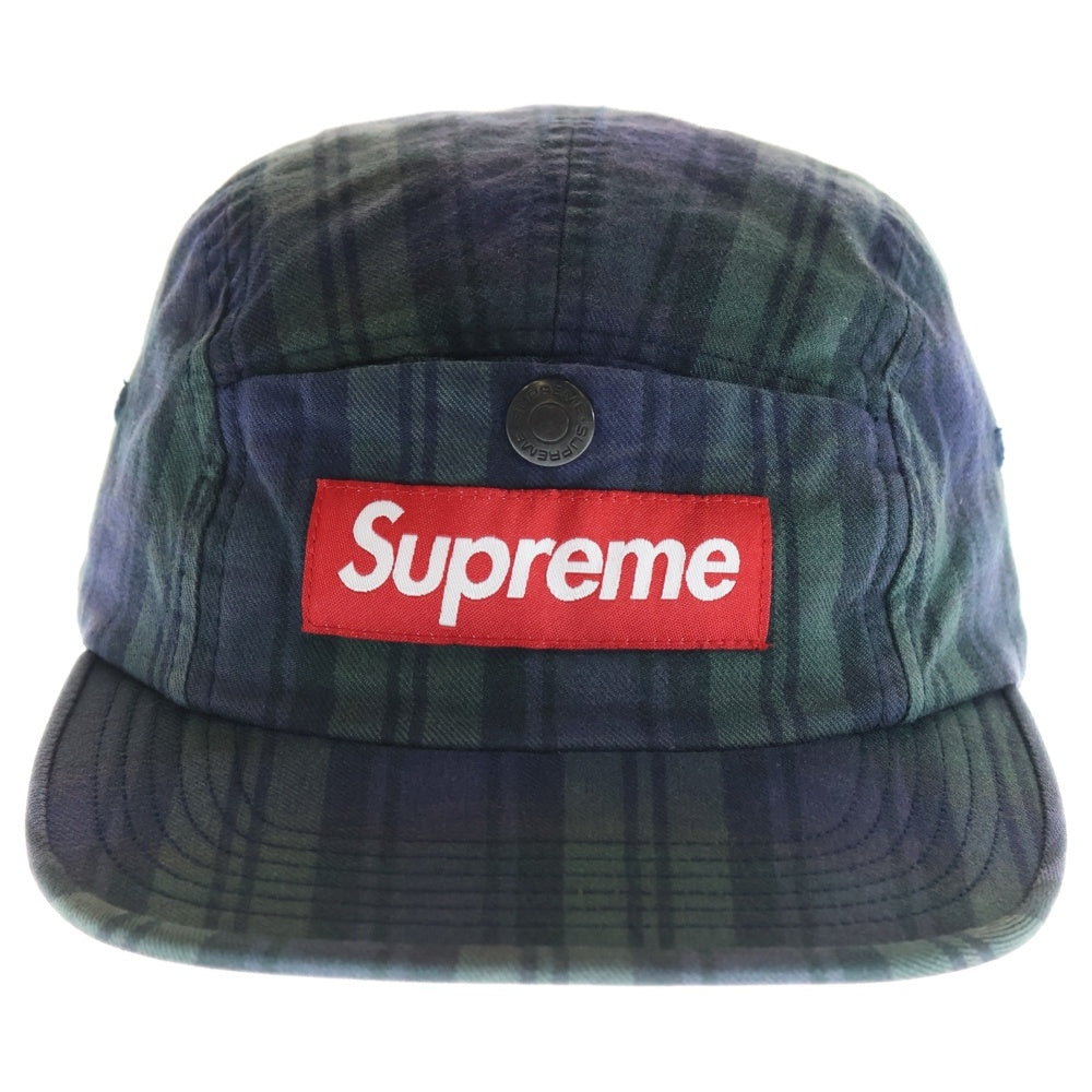 SUPREME(シュプリーム) 18AW Snap Button Pocket Camp Cap スナップボタン チェック キャンプキャップ 帽子 グリーン/ネイビー