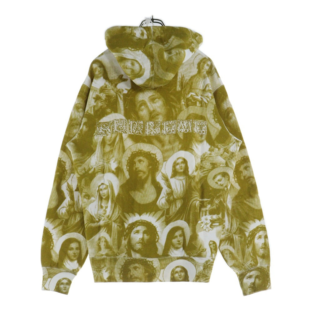 SUPREME(シュプリーム) 18AW Jesus and Mary Hooded Sweatshirt 総柄 ジーザス アンド マリア プルオーバー スウェットパーカー フーディ イエロー