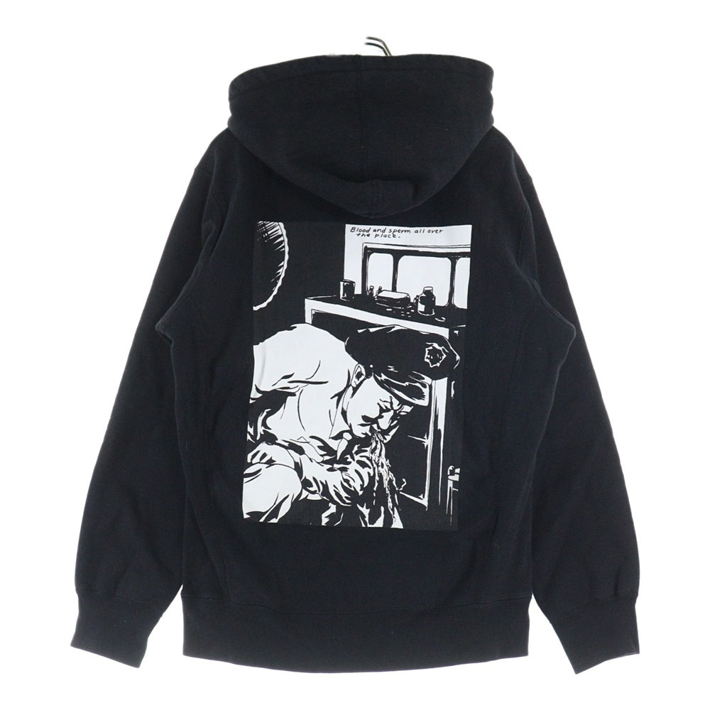 SUPREME(シュプリーム) 14AW ×RAYMOND PETTIBON Blood and Sperm Hoodie レイモンド ペティボン ブラッド アンド スパーム ロゴプリント プルオーバー スウェットパーカー ブラック