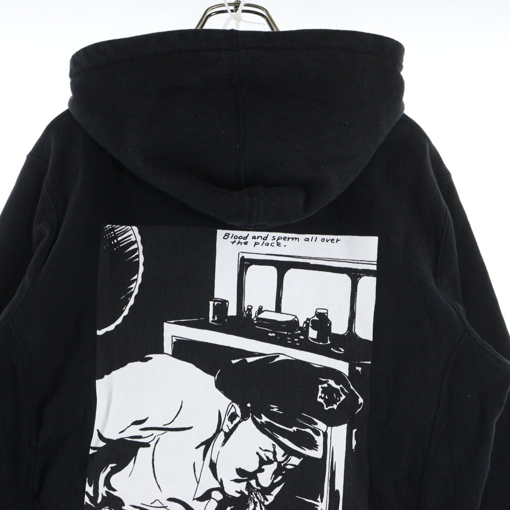 SUPREME(シュプリーム) 14AW ×RAYMOND PETTIBON Blood and Sperm Hoodie レイモンド ペティボン ブラッド アンド スパーム ロゴプリント プルオーバー スウェットパーカー ブラック