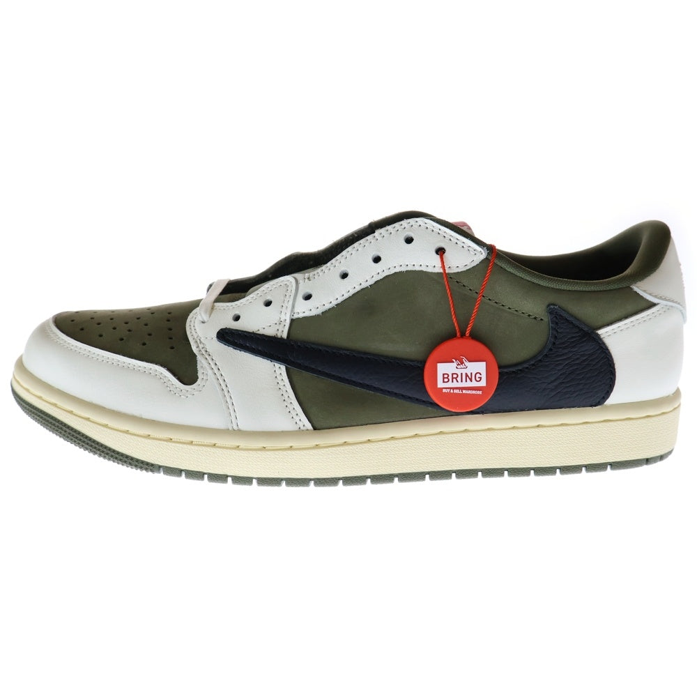 NIKE(ナイキ) ×TAVIS SCOTT AIR JORDAN1 LOW OG SP トラヴィス スコット エアジョーダン1 リバースオリーブ ローカットスニーカー ホワイト/カーキ US11.5/29.5cm DM7866-200