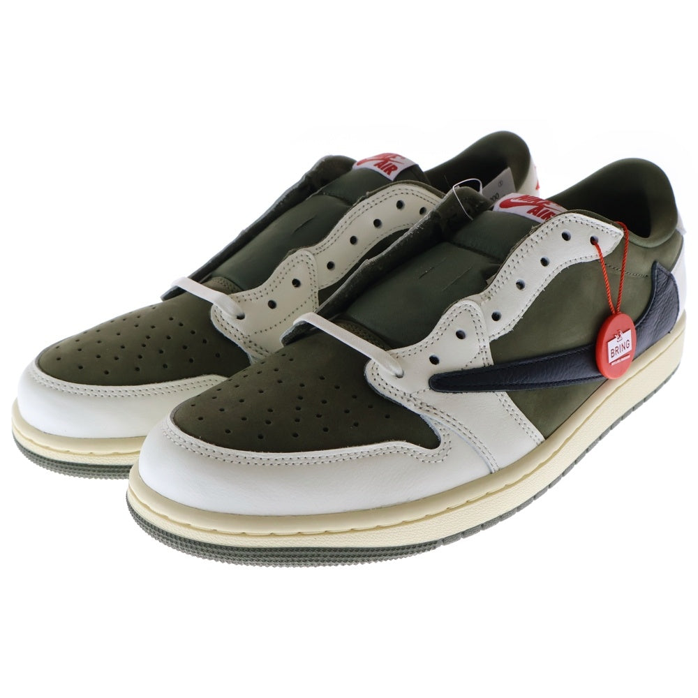 NIKE(ナイキ) ×TAVIS SCOTT AIR JORDAN1 LOW OG SP トラヴィス スコット エアジョーダン1 リバースオリーブ ローカットスニーカー ホワイト/カーキ US11.5/29.5cm DM7866-200