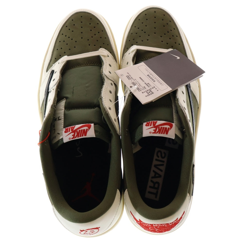 NIKE(ナイキ) ×TAVIS SCOTT AIR JORDAN1 LOW OG SP トラヴィス スコット エアジョーダン1 リバースオリーブ ローカットスニーカー ホワイト/カーキ US11.5/29.5cm DM7866-200