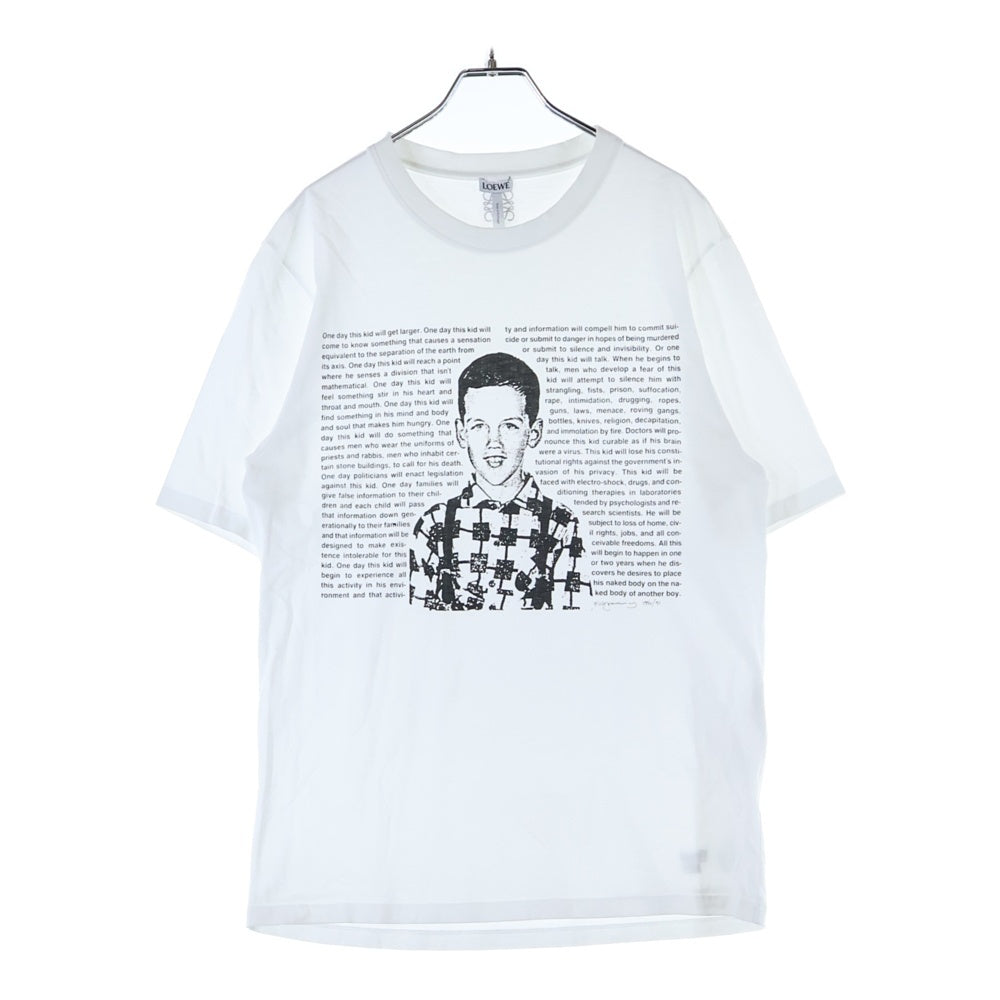 LOEWE(ロエベ) 400枚限定 ヴィジュアル・エイズ レタリングプリント クルーネック半袖Tシャツ カットソー ホワイト H6289680PC