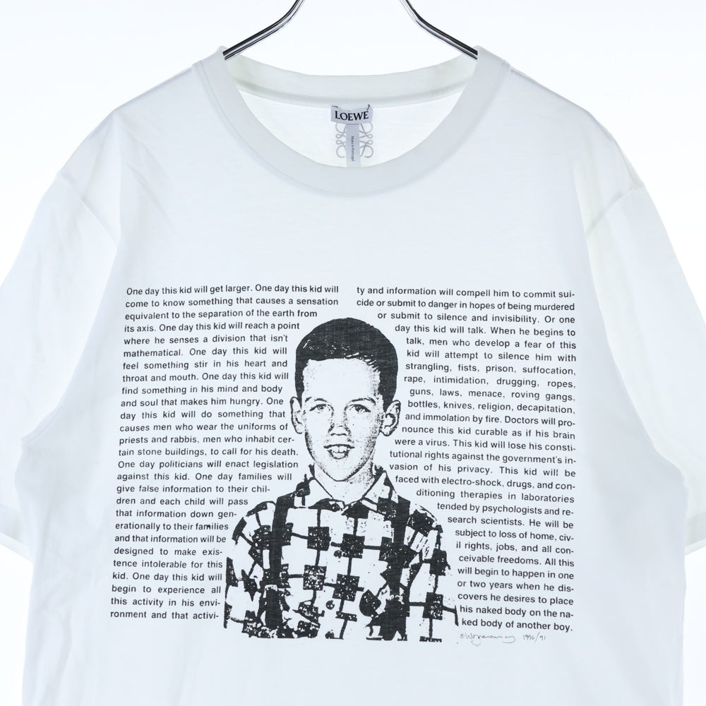 LOEWE(ロエベ) 400枚限定 ヴィジュアル・エイズ レタリングプリント クルーネック半袖Tシャツ カットソー ホワイト H6289680PC