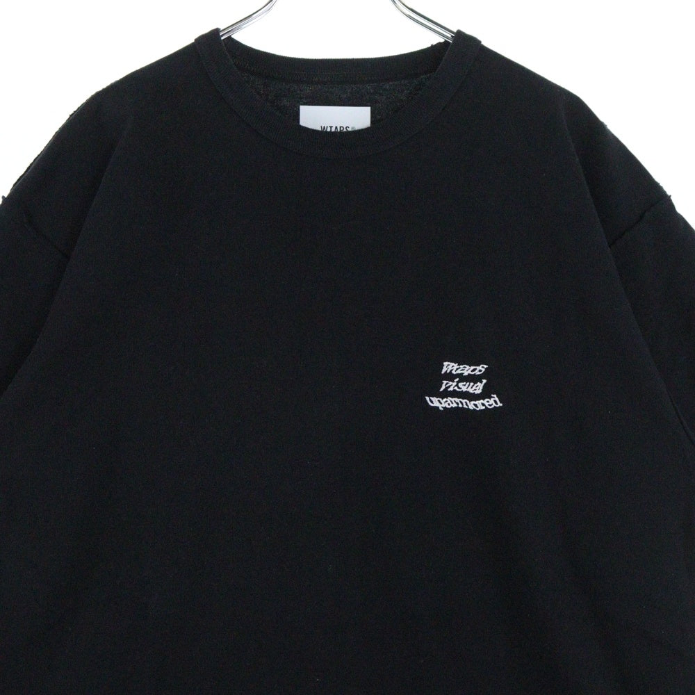 WTAPS(ダブルタップス) 25SS ロゴエンブロイダリー クルーネック半袖Tシャツ カットソー ブラック 251ATDT-CSM13