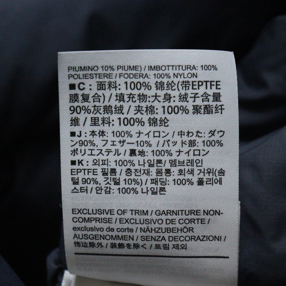 ARC'TERYX(アークテリクス) THERME PARKA サーミパーカー サイドロゴ ジップアップ 中綿ダウンジャケット ネイビー 29708-136525