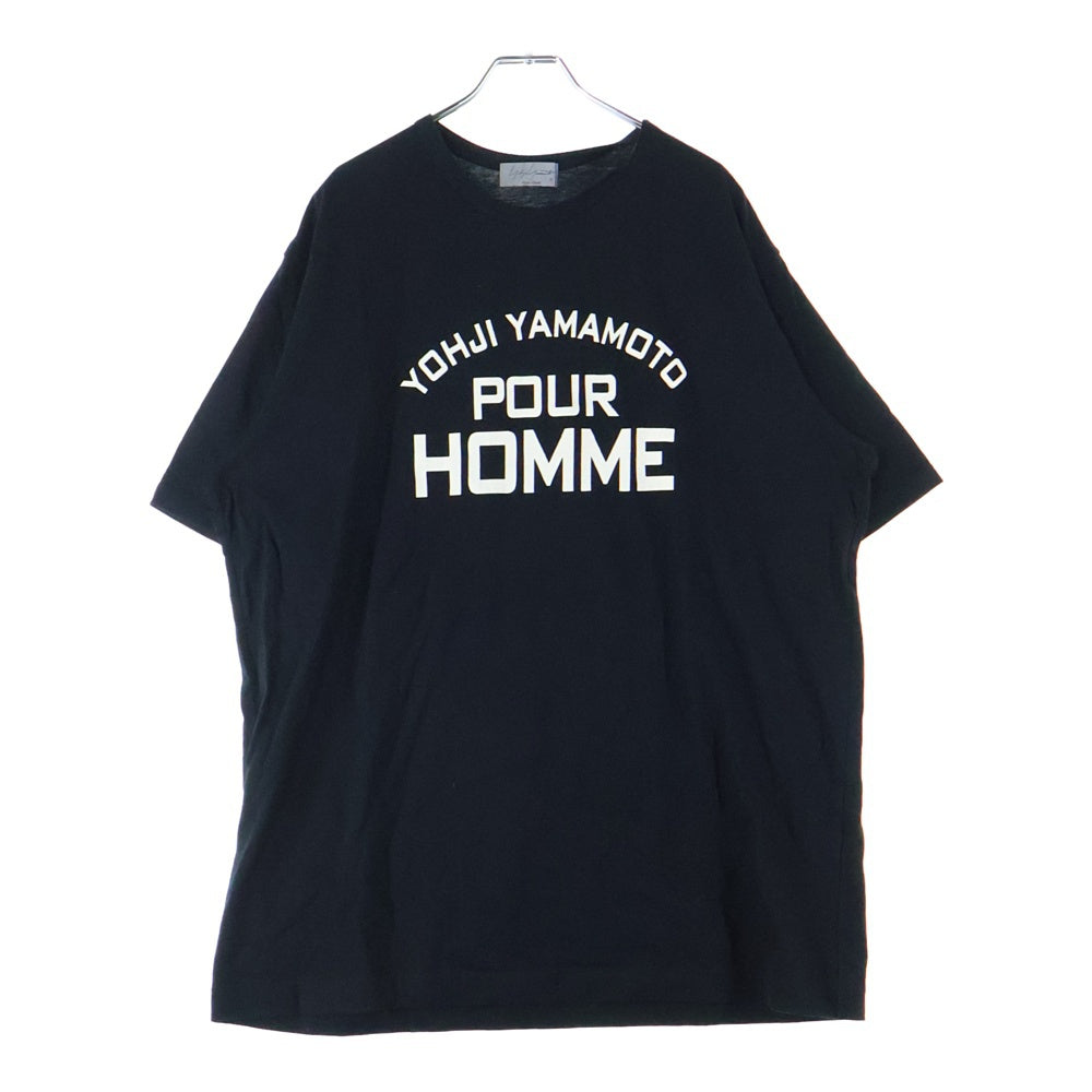 Yohji Yamamoto POUR HOMME(ヨウジヤマモト プールオム) PRINT HALF SLEEVE TEE ロゴプリント クルーネック 半袖Tシャツ カットソー ブラック