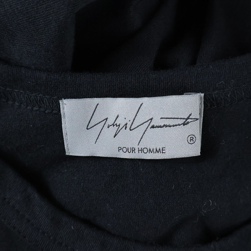 Yohji Yamamoto POUR HOMME(ヨウジヤマモト プールオム) PRINT HALF SLEEVE TEE ロゴプリント クルーネック 半袖Tシャツ カットソー ブラック