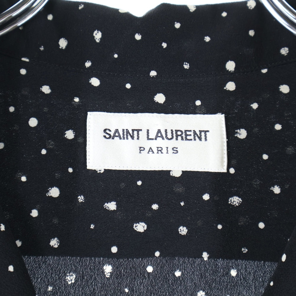 SAINT LAURENT PARIS(サンローランパリ) 19SS ドット 総柄 オープンカラー 開襟 半袖 シャツ ブラック