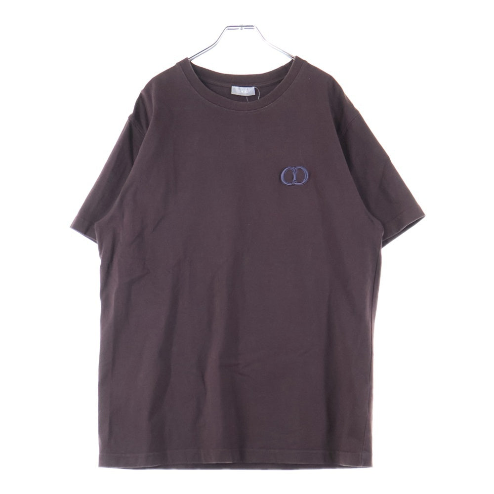 DIOR(ディオール) CDアイコン ロゴ刺繍 クルーネック 半袖Tシャツ カットソー ブラウン 943J605A0554