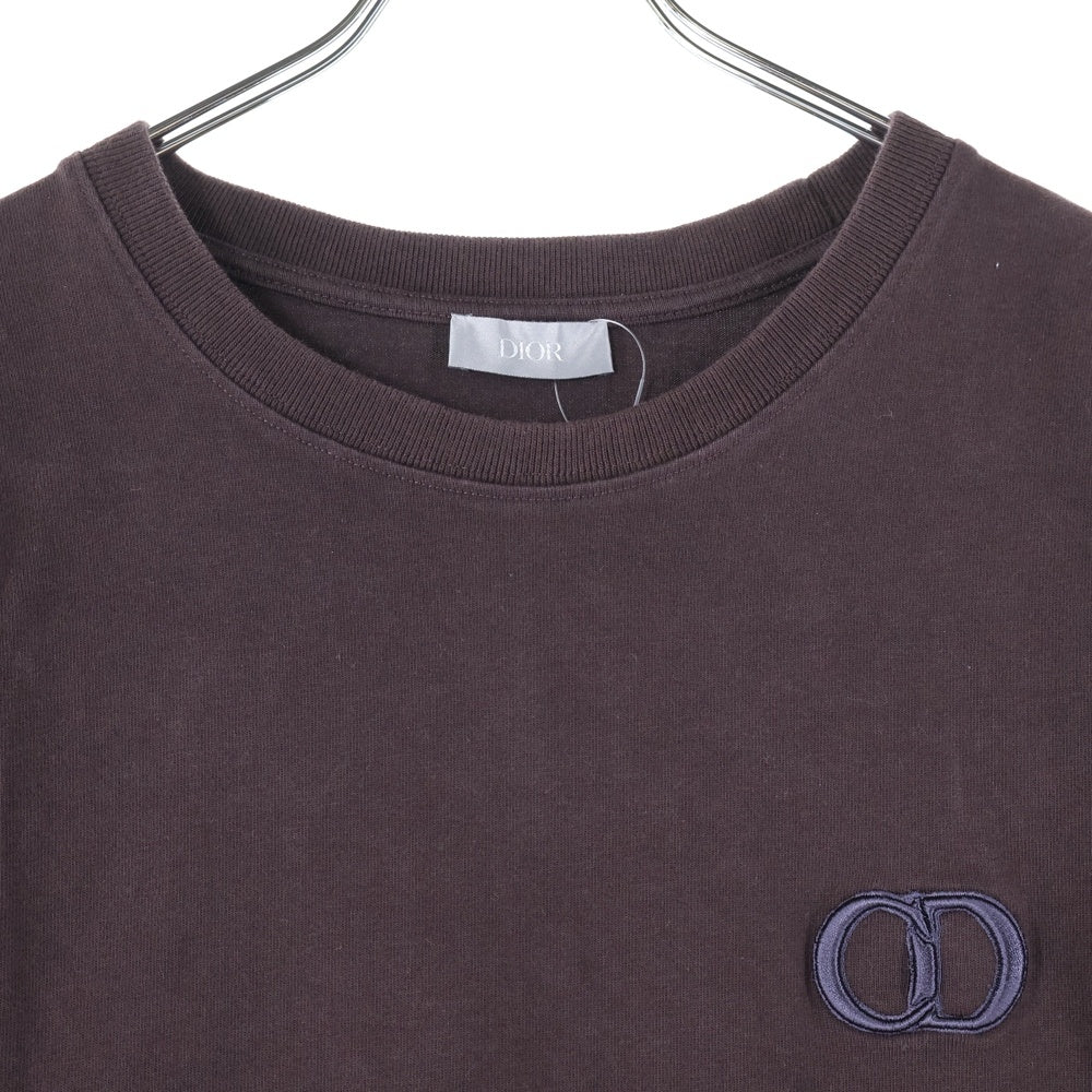 DIOR(ディオール) CDアイコン ロゴ刺繍 クルーネック 半袖Tシャツ カットソー ブラウン 943J605A0554