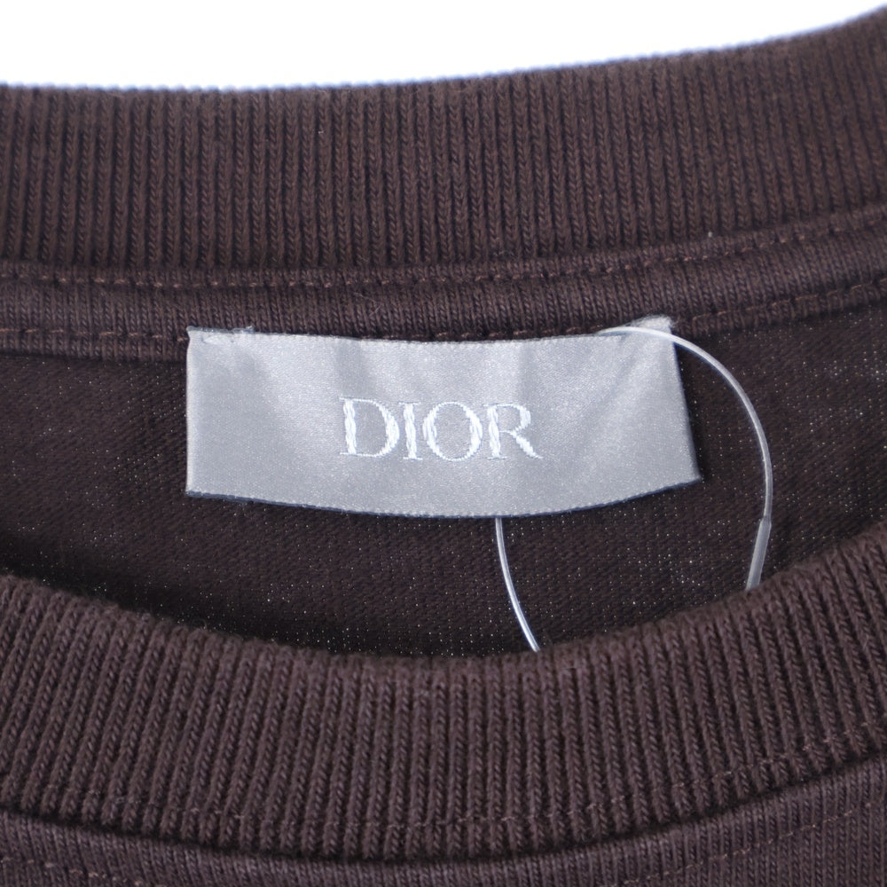DIOR(ディオール) CDアイコン ロゴ刺繍 クルーネック 半袖Tシャツ カットソー ブラウン 943J605A0554