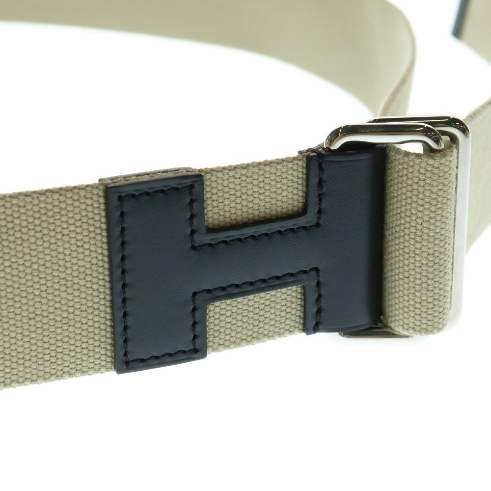 HERMES(エルメス) ノマド 40 レザー キャンバス ベルト ブラック/ベージュ W刻印