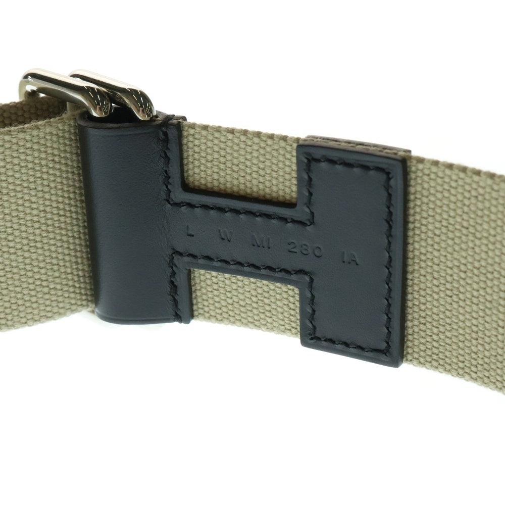 HERMES(エルメス) ノマド 40 レザー キャンバス ベルト ブラック/ベージュ W刻印