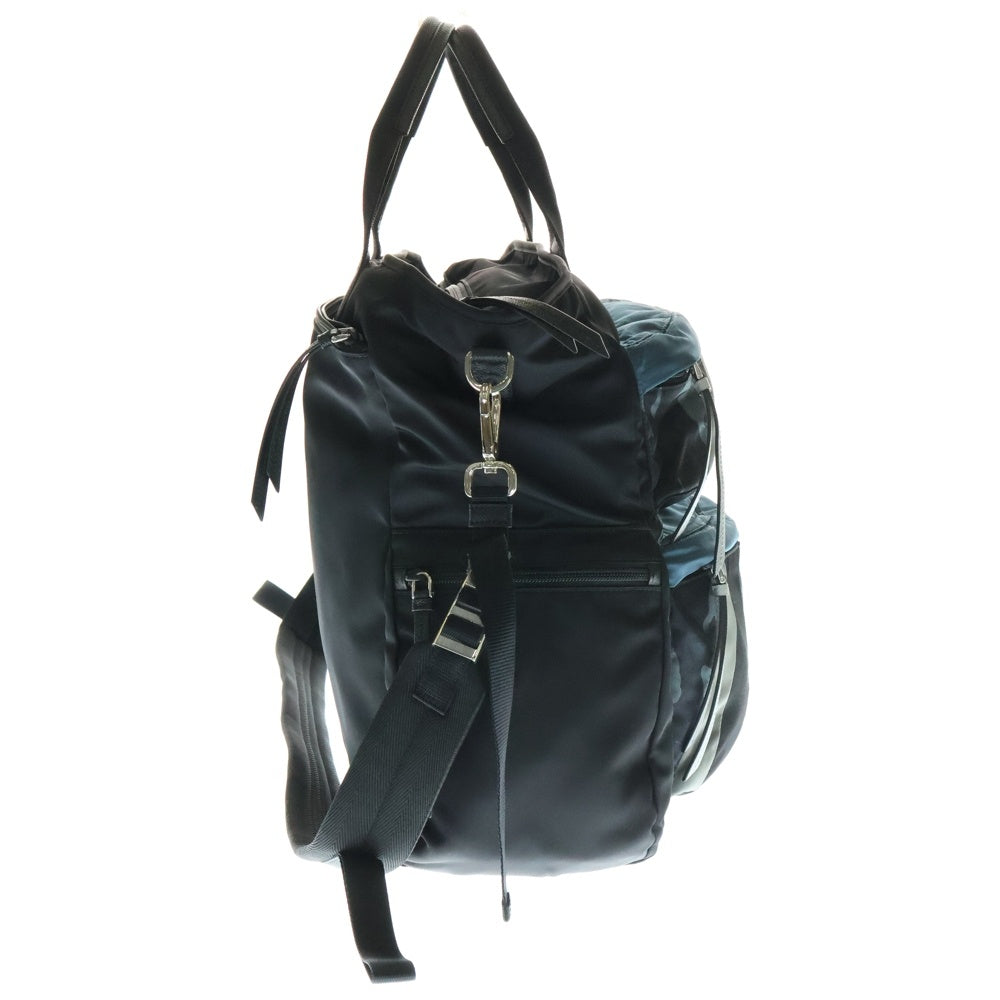 PRADA(プラダ) テスート トライアングル ロゴプレート カモ柄 ナイロン 2Way ハンド ショルダーバッグ ブラック 2VG040