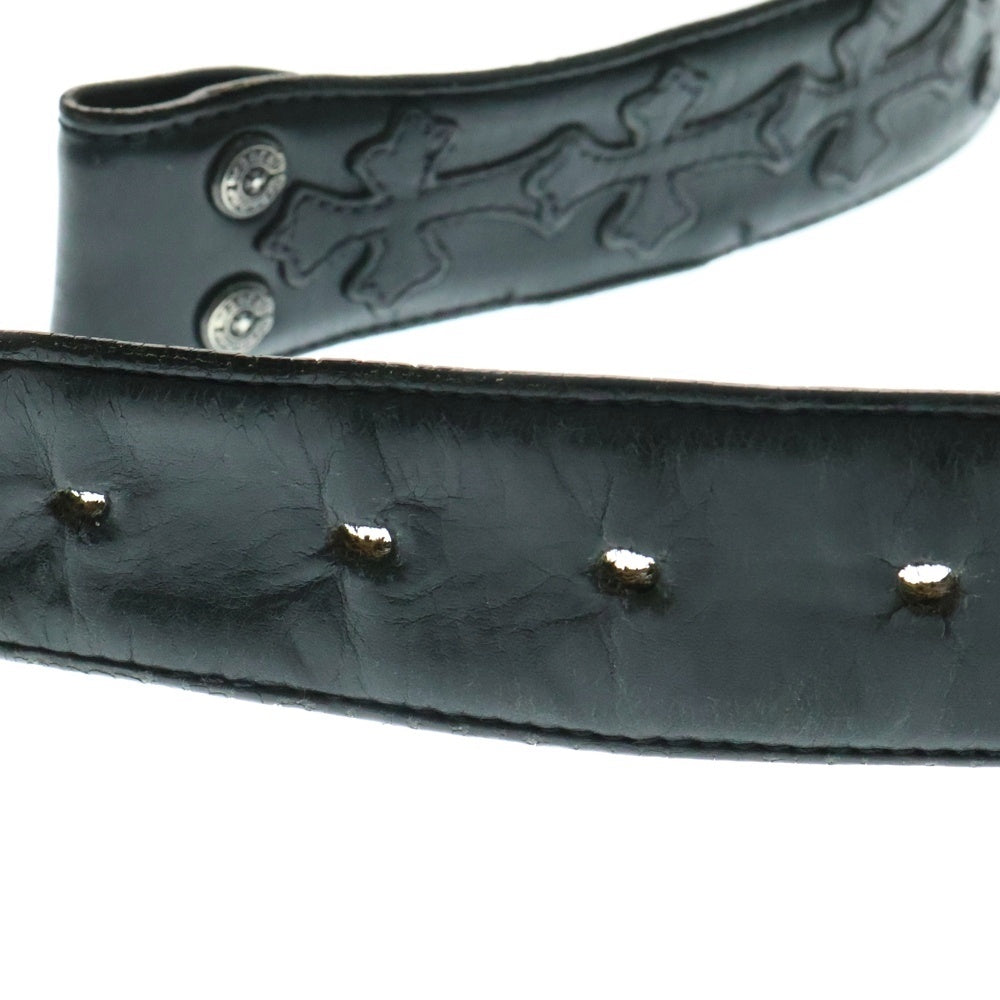 CHROME HEARTS(クロムハーツ) 1.5 STRAP CEMETERY 1.5inchセメタリークロスパッチ レザーベルト ブラック