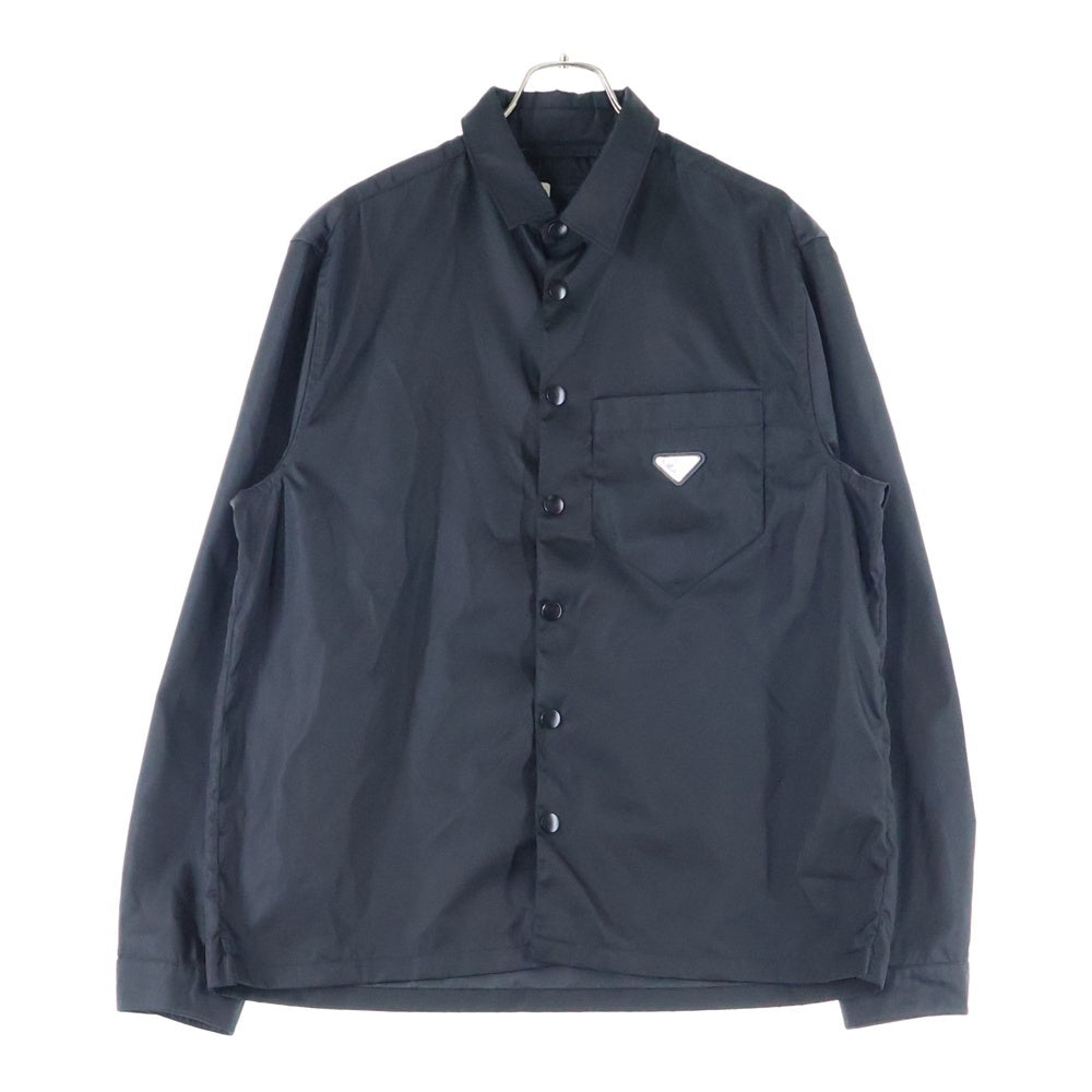 PRADA(プラダ) 20AW トライアングルロゴ リナイロン フロントポケット スナップボタン 長袖シャツ ブラック SC514 S202 1WQ8