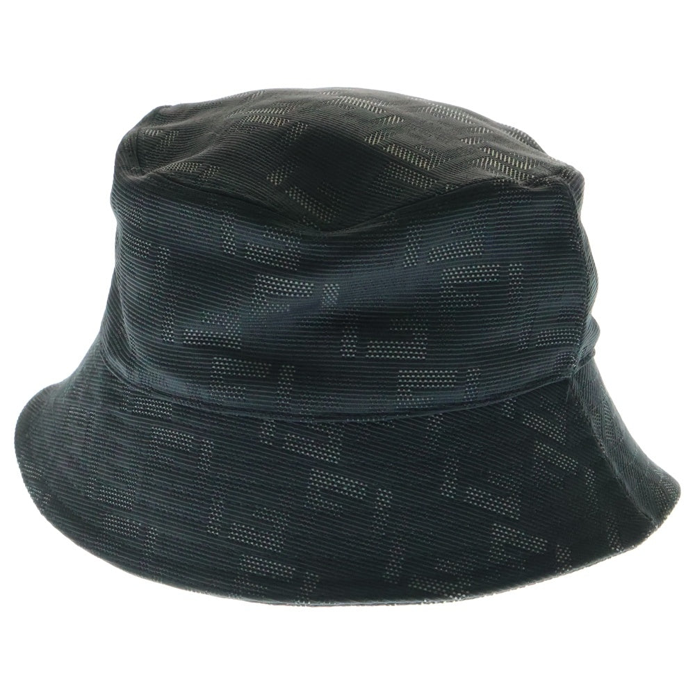 FENDI(フェンディ) FF Zucca Pattern Nylon Bucket Hat FF ズッカ 総柄 ナイロン バケットハット バケハ 帽子 ブラック FXQ801 AIWB