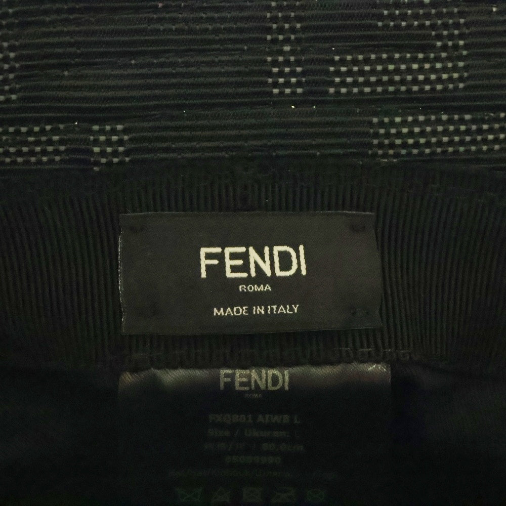 FENDI(フェンディ) FF Zucca Pattern Nylon Bucket Hat FF ズッカ 総柄 ナイロン バケットハット バケハ 帽子 ブラック FXQ801 AIWB
