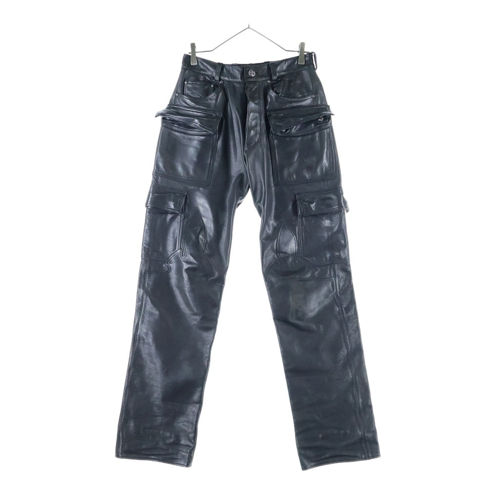 CHROME HEARTS(クロムハーツ) 旧型 FATIGUE ファティーグ レザーフレアニー カーゴ パンツ ブラック