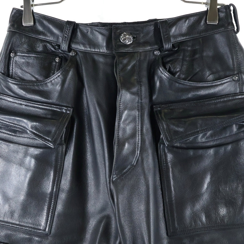 CHROME HEARTS(クロムハーツ) 旧型 FATIGUE ファティーグ レザーフレアニー カーゴ パンツ ブラック