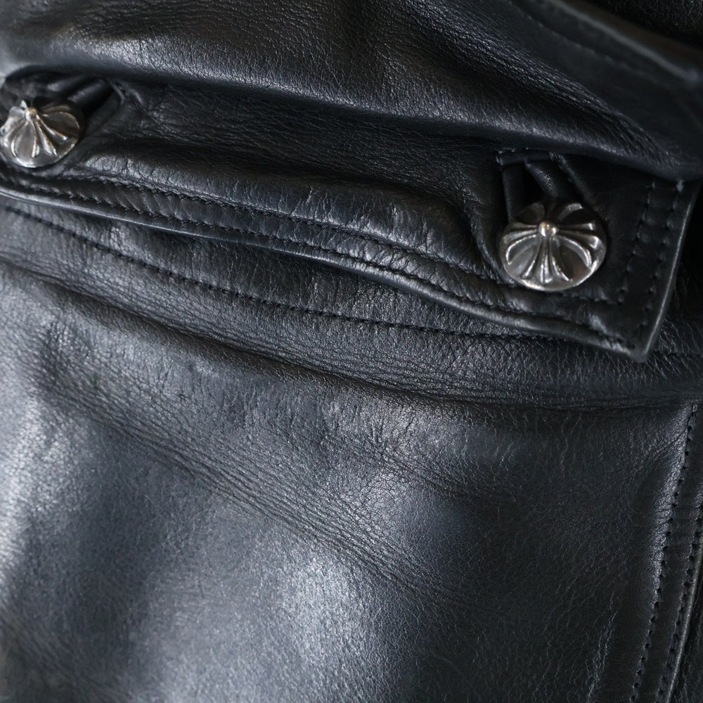 CHROME HEARTS(クロムハーツ) 旧型 FATIGUE ファティーグ レザーフレアニー カーゴ パンツ ブラック