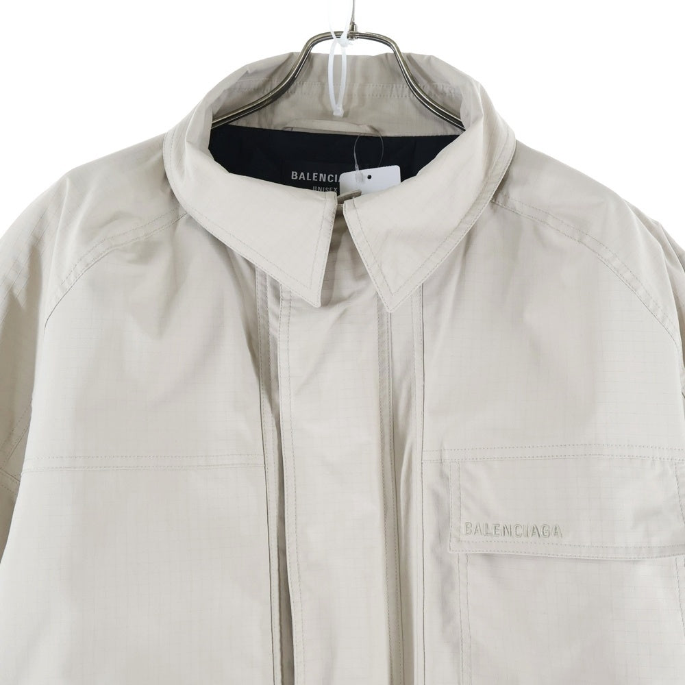 BALENCIAGA(バレンシアガ) 21AW リップストップ 裏地キルティング ジップアップ ミリタリー ジャケット ベージュ 663039 TKO31