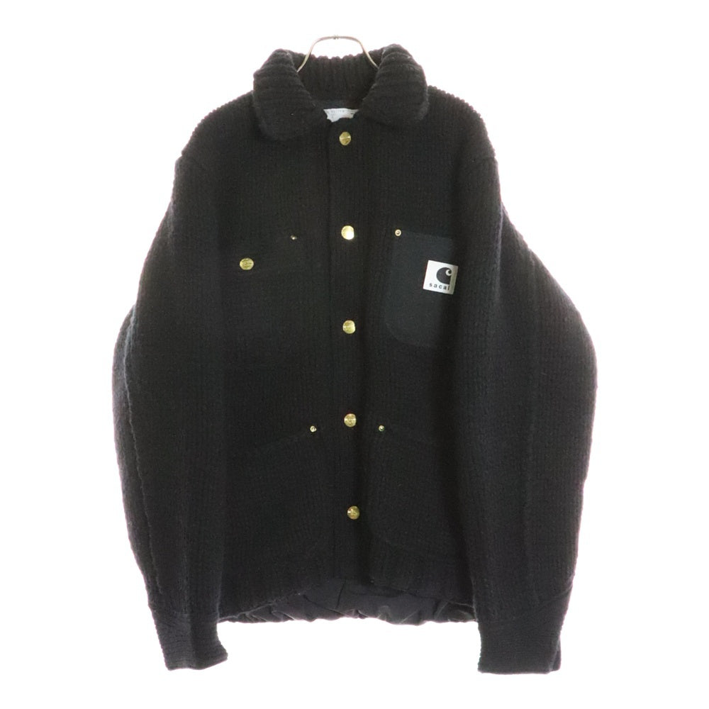 Sacai(サカイ) 23AW ×Carhartt WIP Knit Jacket Michigan カーハート ニット ミシガン ジャケット ブラック 23-03111M