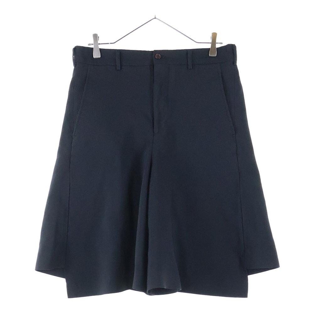 COMME des GARCONS HOMME PLUS(コムデギャルソンオムプリュス) 24SS ポリ縮絨 段違い ワイド ショーツ ショート ハーフパンツ ブラック PM-P041 AD2023