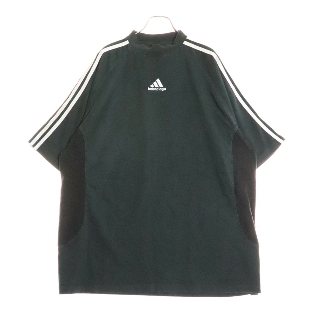 BALENCIAGA(バレンシアガ) 22AW ×adidas フロントロゴ刺繍 モックネック 半袖Tシャツ カットソー グリーン 724554