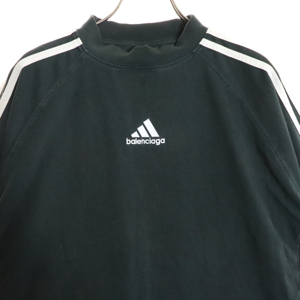 BALENCIAGA(バレンシアガ) 22AW ×adidas フロントロゴ刺繍 モックネック 半袖Tシャツ カットソー グリーン 724554