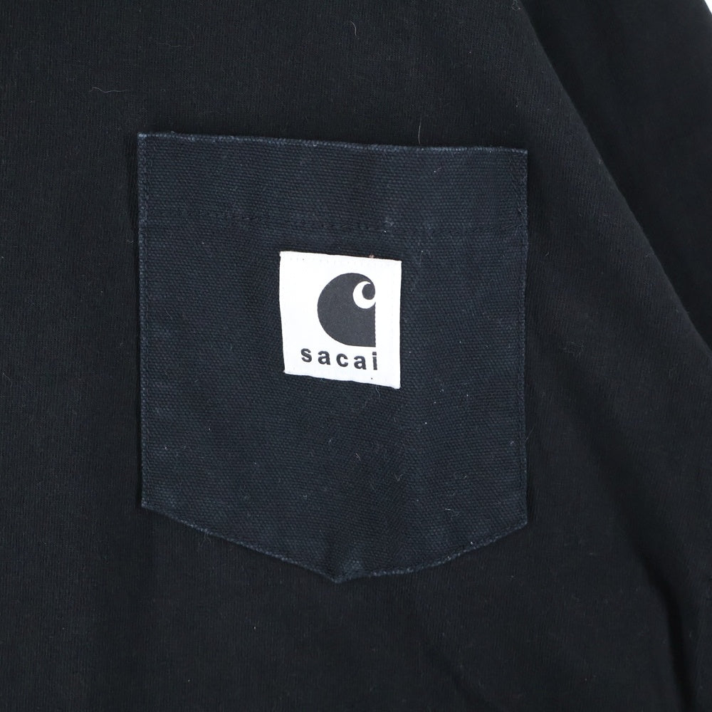 Sacai(サカイ) 23SS ×Carhartt WIP クルーネック 半袖Tシャツカットソー ブラック 23-0557S