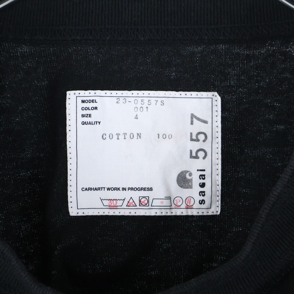 Sacai(サカイ) 23SS ×Carhartt WIP クルーネック 半袖Tシャツカットソー ブラック 23-0557S