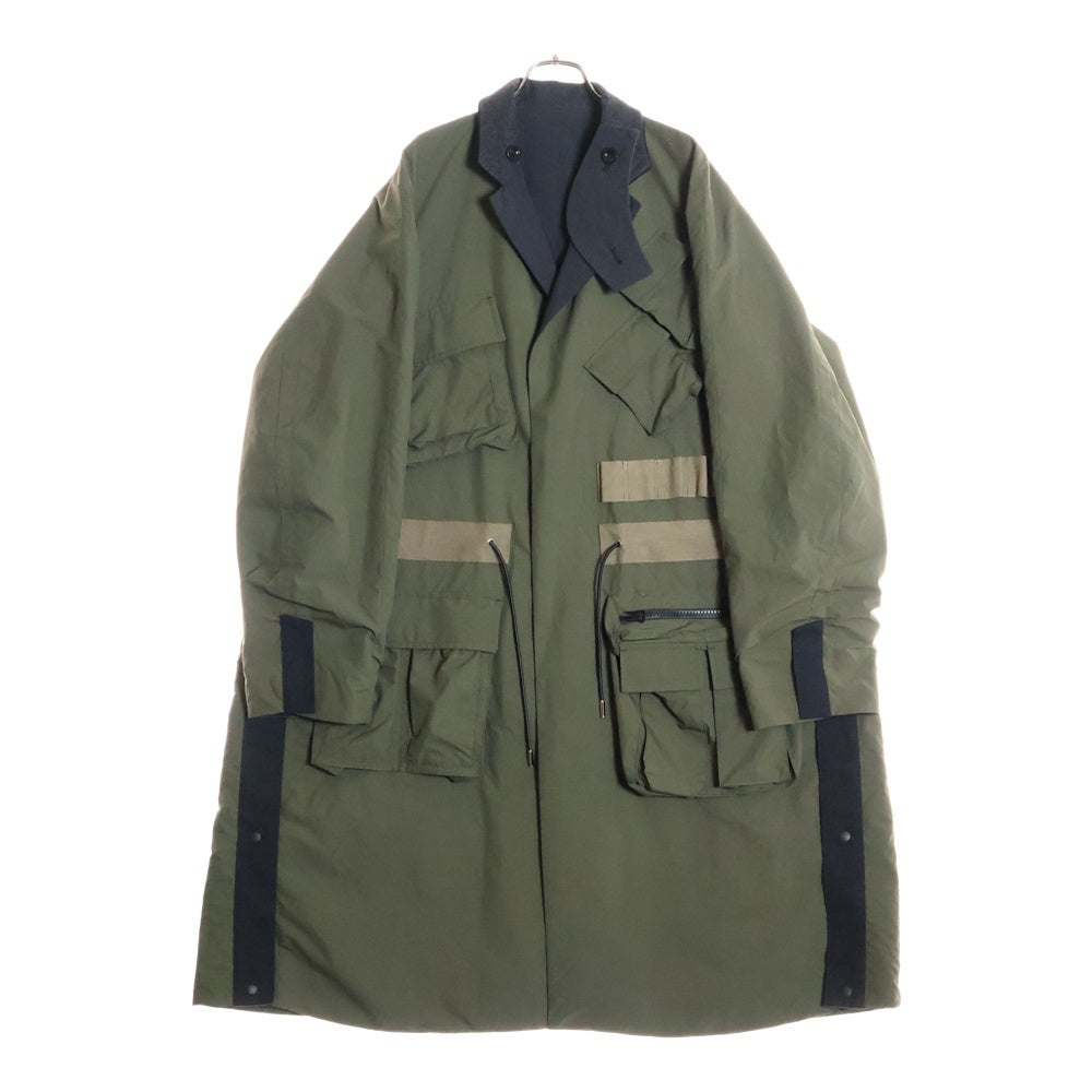Sacai(サカイ) 23AW Matte Taffeta Reversible リバーシブル ミリタリー ロングコート カーキ/ネイビー 23-03138M