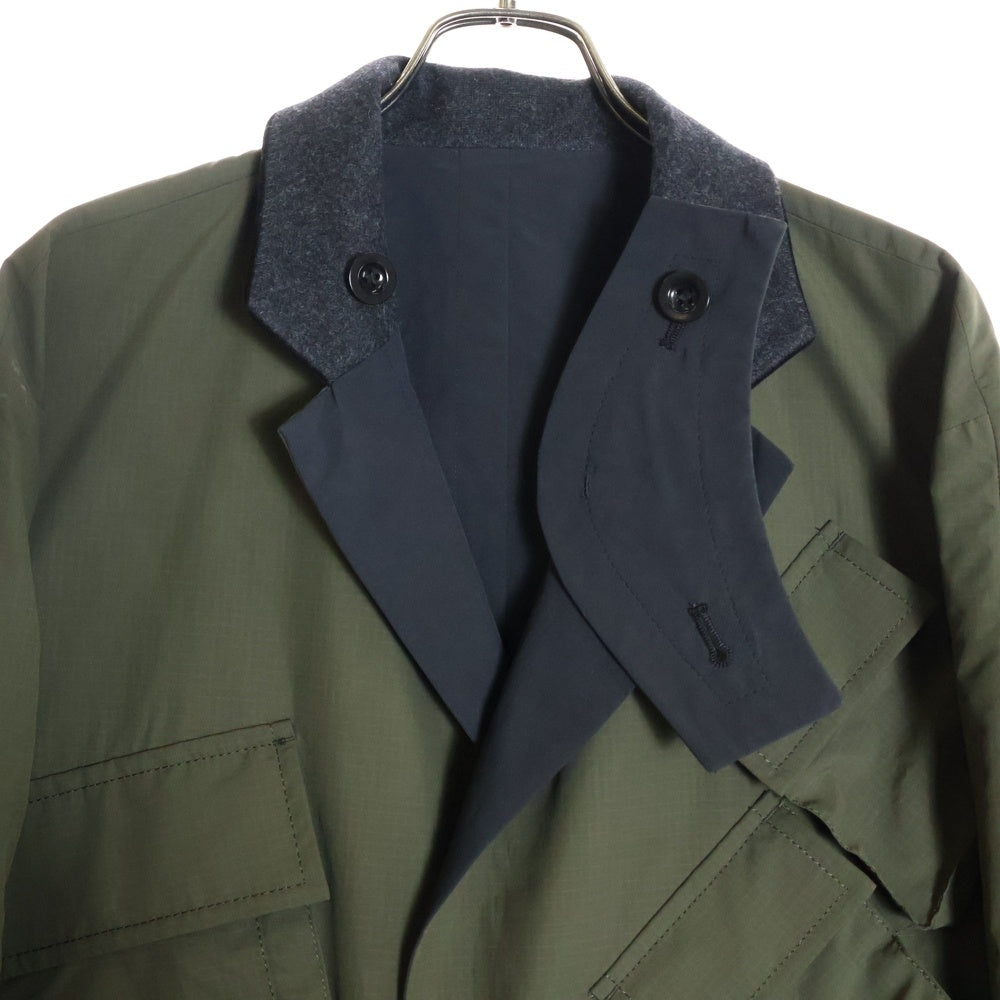Sacai(サカイ) 23AW Matte Taffeta Reversible リバーシブル ミリタリー ロングコート カーキ/ネイビー 23-03138M