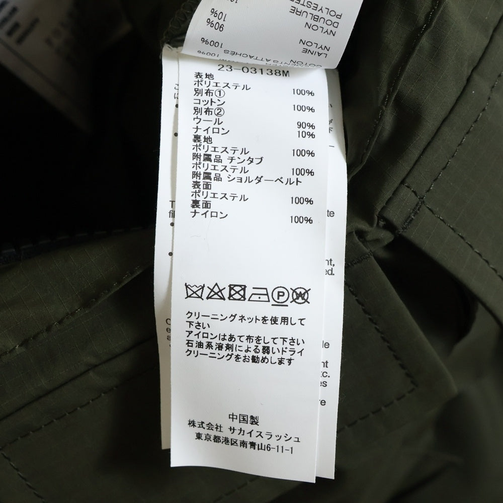 Sacai(サカイ) 23AW Matte Taffeta Reversible リバーシブル ミリタリー ロングコート カーキ/ネイビー 23-03138M