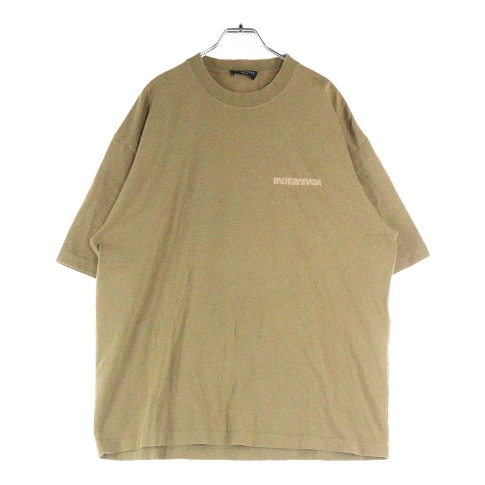 BALENCIAGA(バレンシアガ) 21SS ロゴ刺繍 クルーネック 半袖Tシャツカットソー ブラウン 612986 TLVB3