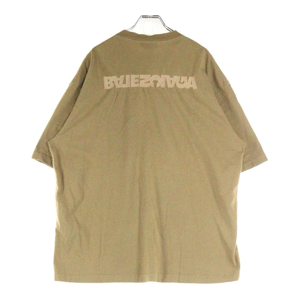 BALENCIAGA(バレンシアガ) 21SS ロゴ刺繍 クルーネック 半袖Tシャツカットソー ブラウン 612986 TLVB3
