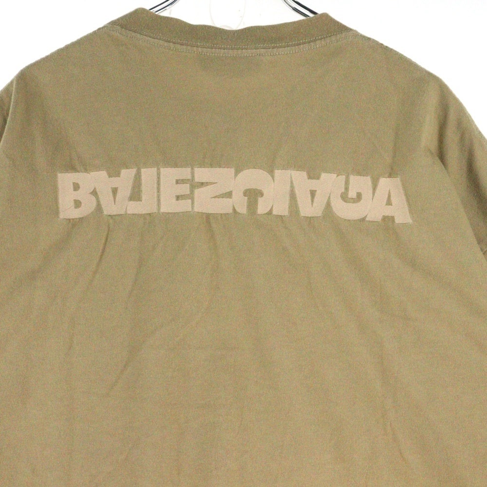BALENCIAGA(バレンシアガ) 21SS ロゴ刺繍 クルーネック 半袖Tシャツカットソー ブラウン 612986 TLVB3