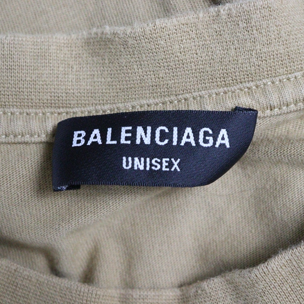 BALENCIAGA(バレンシアガ) 21SS ロゴ刺繍 クルーネック 半袖Tシャツカットソー ブラウン 612986 TLVB3