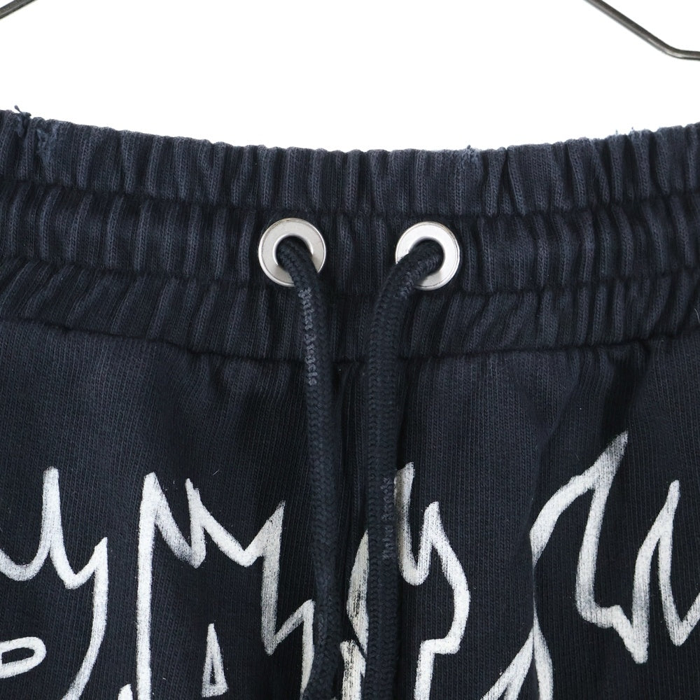 Palm Angels(パームエンジェルス) 23SS グラフィティー ロゴプリント スウェット ショーツ ショート ハーフパンツ ブラック PMCI01S23FLE004