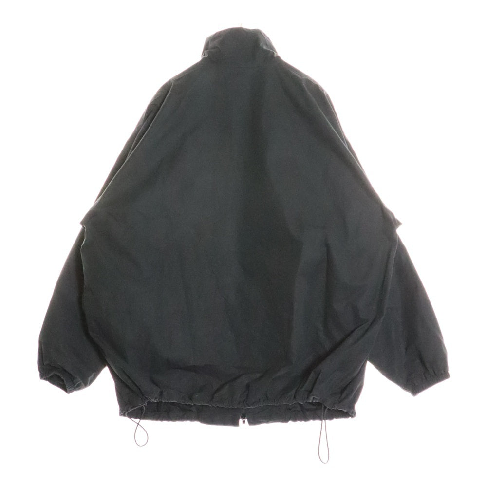 BALENCIAGA(バレンシアガ) 22AW フロントロゴプリント ポプリンシャツブルゾン トラックジャケット ブラック/グリーン 725302 TNM14