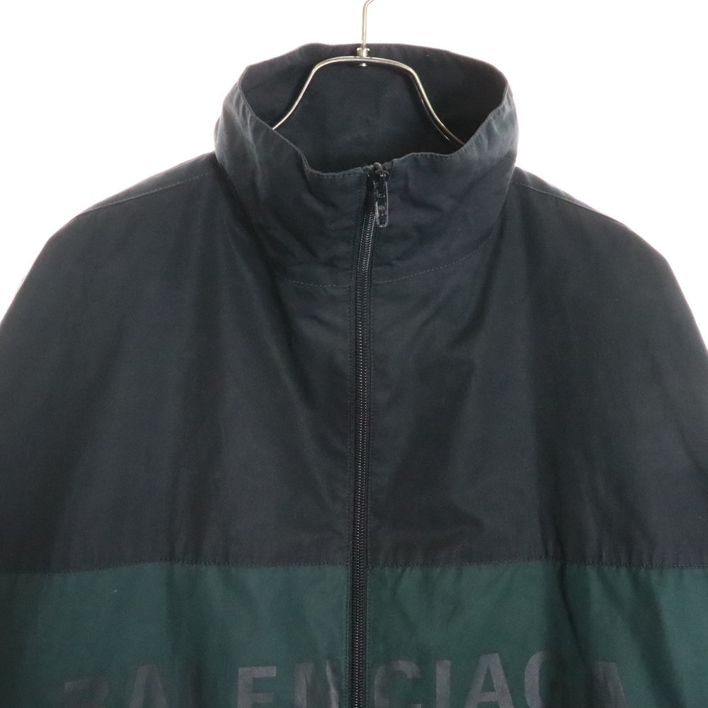 BALENCIAGA(バレンシアガ) 22AW フロントロゴプリント ポプリンシャツブルゾン トラックジャケット ブラック/グリーン 725302 TNM14